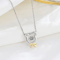 Cute 925 Sterling Silver Smart Bear Pendant Simple CZ Diamond Necklace for Women