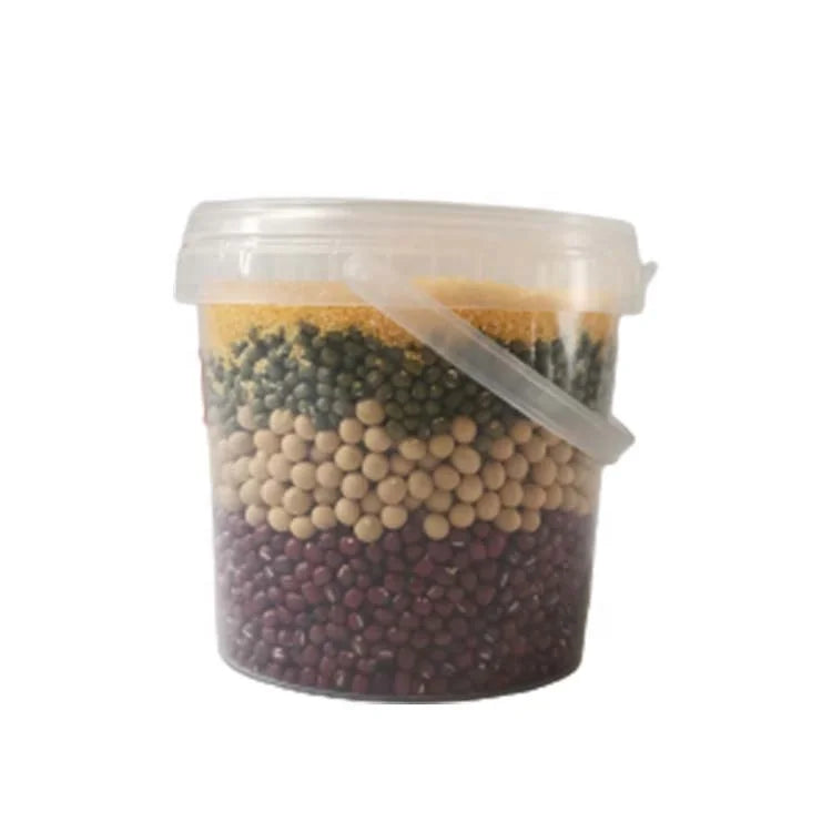 Clear round Plastic Bucket with Lid and Handle Food Grade Product Storage Container