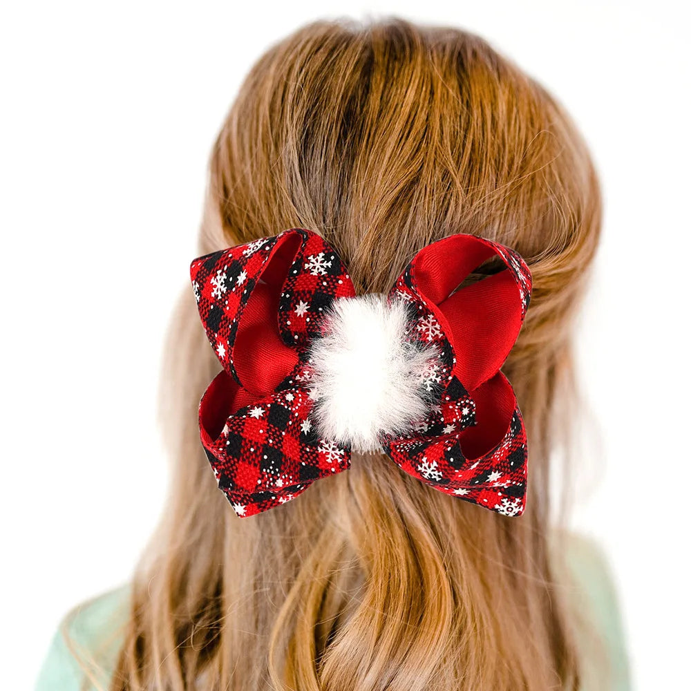 New Arrivals Glitter Hair Bobby Pins for Christmas Day Sweet Plush Hair Clips for Kids Fancy Christmas Hair Accessories Girls