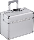 Silver Travel Bag Briefcase Business Pilot Trolley Suitcase Lockable Aluminum Case