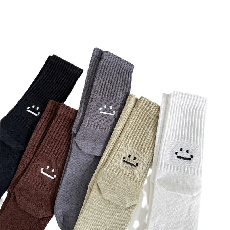 Wholesale Funny Pixel Smiley Face Cotton Socks Sports Man Women Knitted Ribbed Casual Socks Unisex