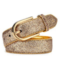 Alloy Buckle Women's Shiny Bling PU Leather Wide Waist Belt Soft Dress Belt for Club Party Jeans Pants