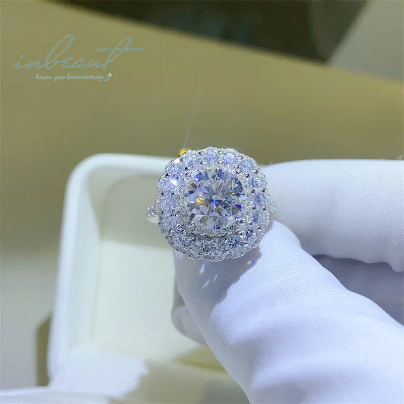 Silver 925 Original 2 Carat Brilliant Cut Pass Diamond Test D Color Moissanite Cushion Ring for Teen Girls Gift Fine Jewelry