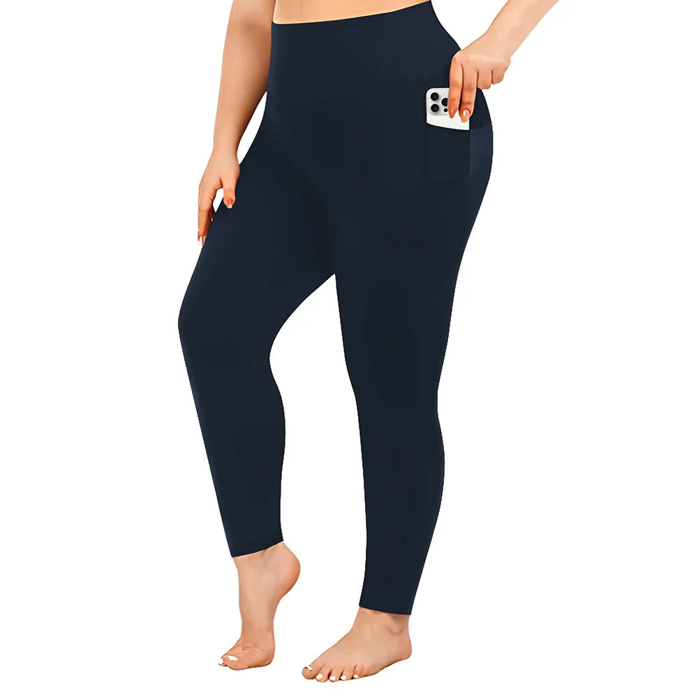 Polyester Spandex High Waist Leggings Pants Plus Size Yoga Pants Comfortable Casual Pants Black Leggings for Women