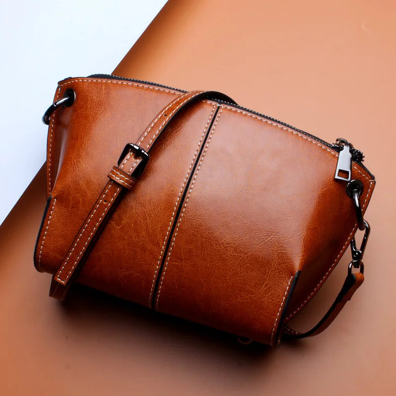 Structured Split Leather Mini Box Tote Minimalist Boston Handbag 20cm Compact Split Cowhide Shoulder Satchel for Urban Daily