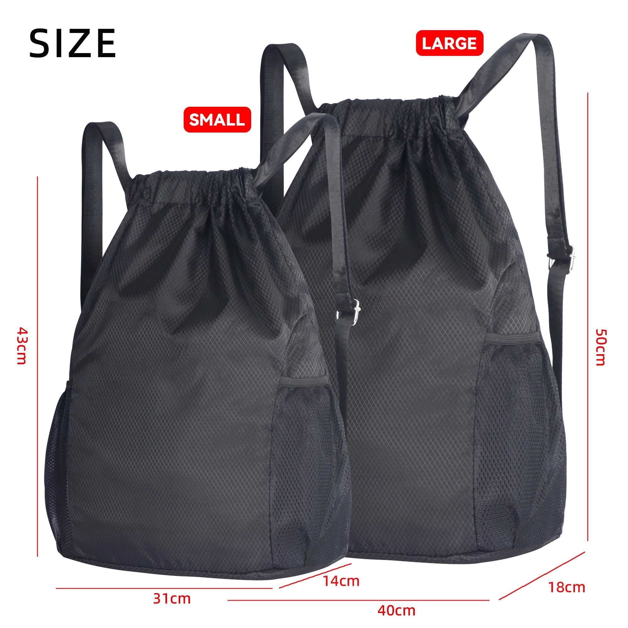 Wholesale Waterproof Travel Swimming Sports Drawstring Gym Backpack Air Cushion Belt Custom Logo Printing Zipper Pocket for