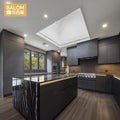 BALOM Modern Luxury Matte Black Whole House Custom Lacquer Handleless Kitchen Cabinets with LED Island Kitchen Cupboard Set