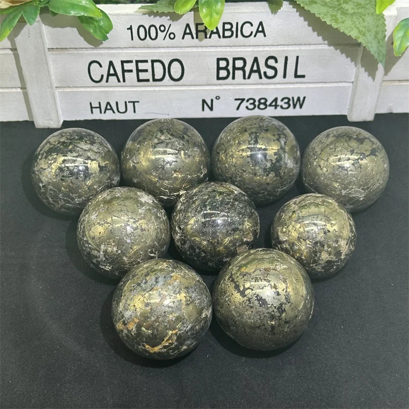 Factory Wholesale Price Healing Stones Crystal Craft Spiritual Power Pyrite Sphere for Home Decoration