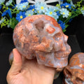 New Material Pretty Nature Pink Petal Reki Crystal Antique Pink Agate Druzy Skull Craft Carving for Decoration
