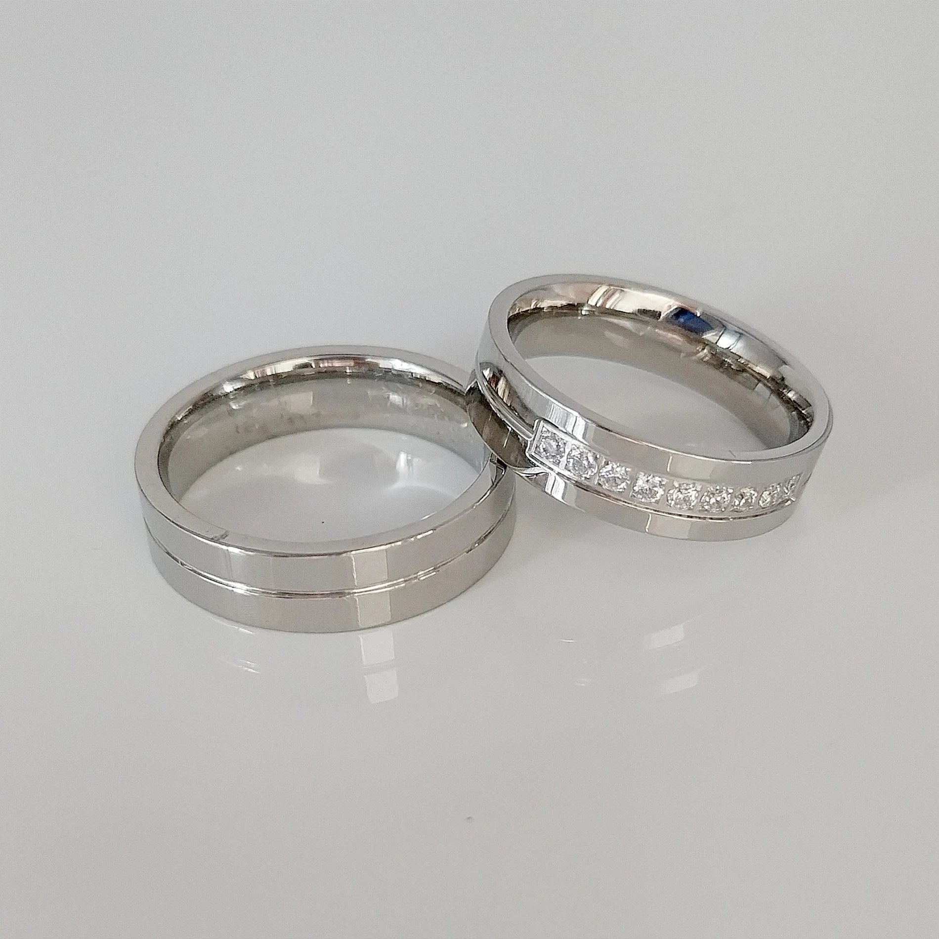 Waterproof Western Fashion Silver Jewelry 925 Stainless Steel Promise Couples Wedding Rings Sets Bague Anillos Eheringe