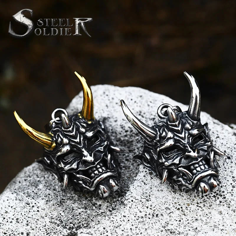 SS8-890P Updated Designs 316L Stainless Steel Prajna Evil Dragon Head Men Pendant Necklace Punk Animal High Quality Jewelry