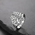 Luxury Stainless Steel Lotus Flower Ring  Adjustable Women Finger Ring Gold Plated Hollow Lotus Flower Ring Gifts for Women