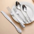 Luxury Palace Stainless Steel Steak Knife Fork Dessert Spoon Cutlery Set Retro Embossed Silverware Cutlery Set