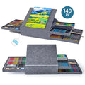 SINOART Stock 140PCS Deluxe Mixed Media Drawing Set with Watercolor Markers Sketch Color Pencils Watercolor Pencils Soft Pastels
