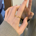 Fashion Personalized 18K Gold Plated Stainless Steel Waterproof Jewelry Open Irregular Curve Wave Stacking Ring for Women Girls