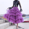 Black Patchwork Mesh Skirt for Women High Waist Casual Ball Gown Skirts Female Fashion New Clothes _ Spring