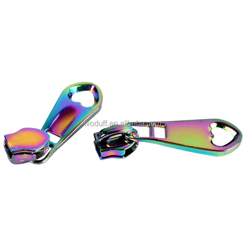 Heart Shape Shiny Rainbow Zipper Head Pull Slider