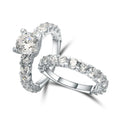 Abiding Shining Delicate Round Cubic Zirconia Half Eternity Real 925 Sterling Silver Wedding Ring Set for Bridal