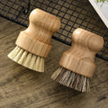 Round Wood Brush Handle Pot Dish Household Sisal Palm Bamboo Kitchen Chores Rub Cleaning Brushes