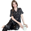 Cheapest Price and High Quality Shorts Sleeve Women's Pajamas Ice Silk Satin Quick Dry Material