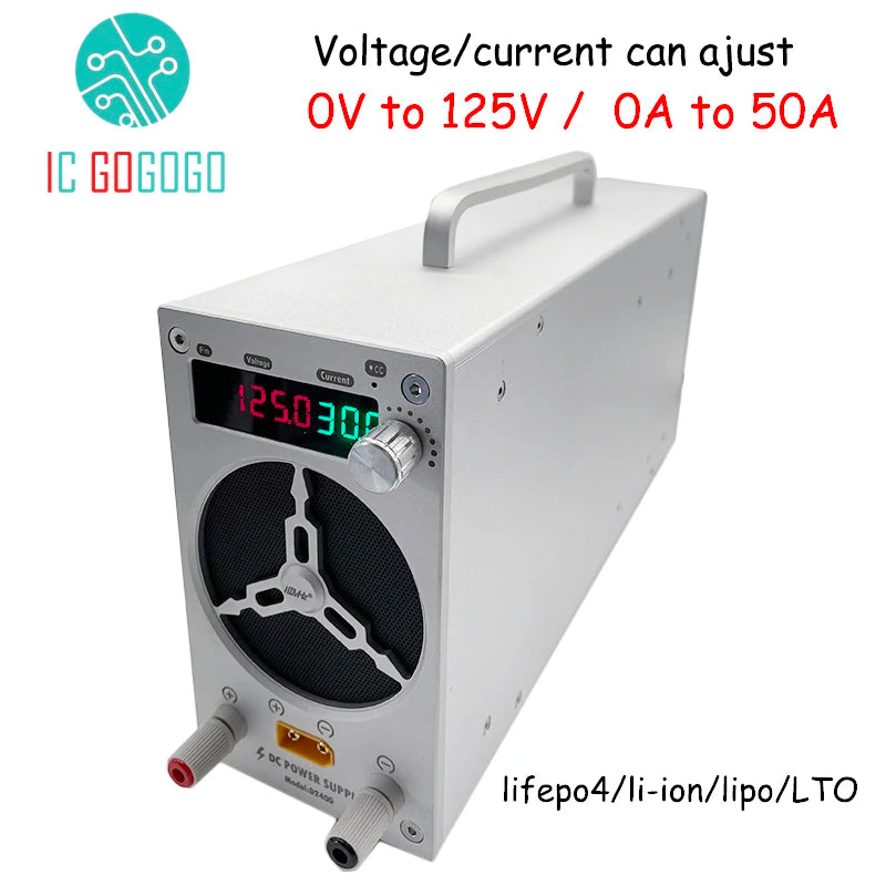 0V to 125V 50A Voltage Current Adjustable Charger Smart Li-ion Lifepo4 LTO Battery 12V 24V 48V 60V 72V 84V 96V 120V 10A 20A 25A