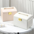 Hot Sale Luxury PU Leather Drawer Ring Earring Necklace Jewelry Accessory Storage Jewellery Box With Mirror