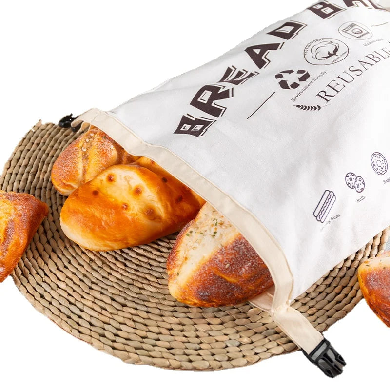 Set of Natural Linen Bread Bags Already Costumised Reusable Linen Bread Bag with logo