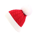 Winter Cuff Knit Hat with Pom Pom for Men Women Kids and Adults Red & White Christmas Style Beanies