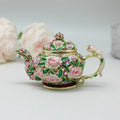 SHINNYGIFTS Vintage Style Enameled Dragonfly on Teapot Trinket Box Hinged Hand Painted Crystals Jeweled Box