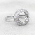 Sterling Silver 10*10mm Semi Mount Ring Empty Frame Blank Support Setting S925 Base Holder Without Center Stone for DIY Inlay