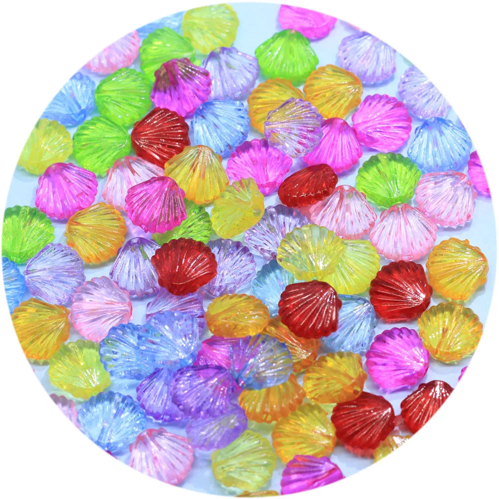 Transparent Acrylic Scallop Shell Beads Mix Color Sea Shell Beads for Jewelry Making DIY Summer Beach Crafts Decor