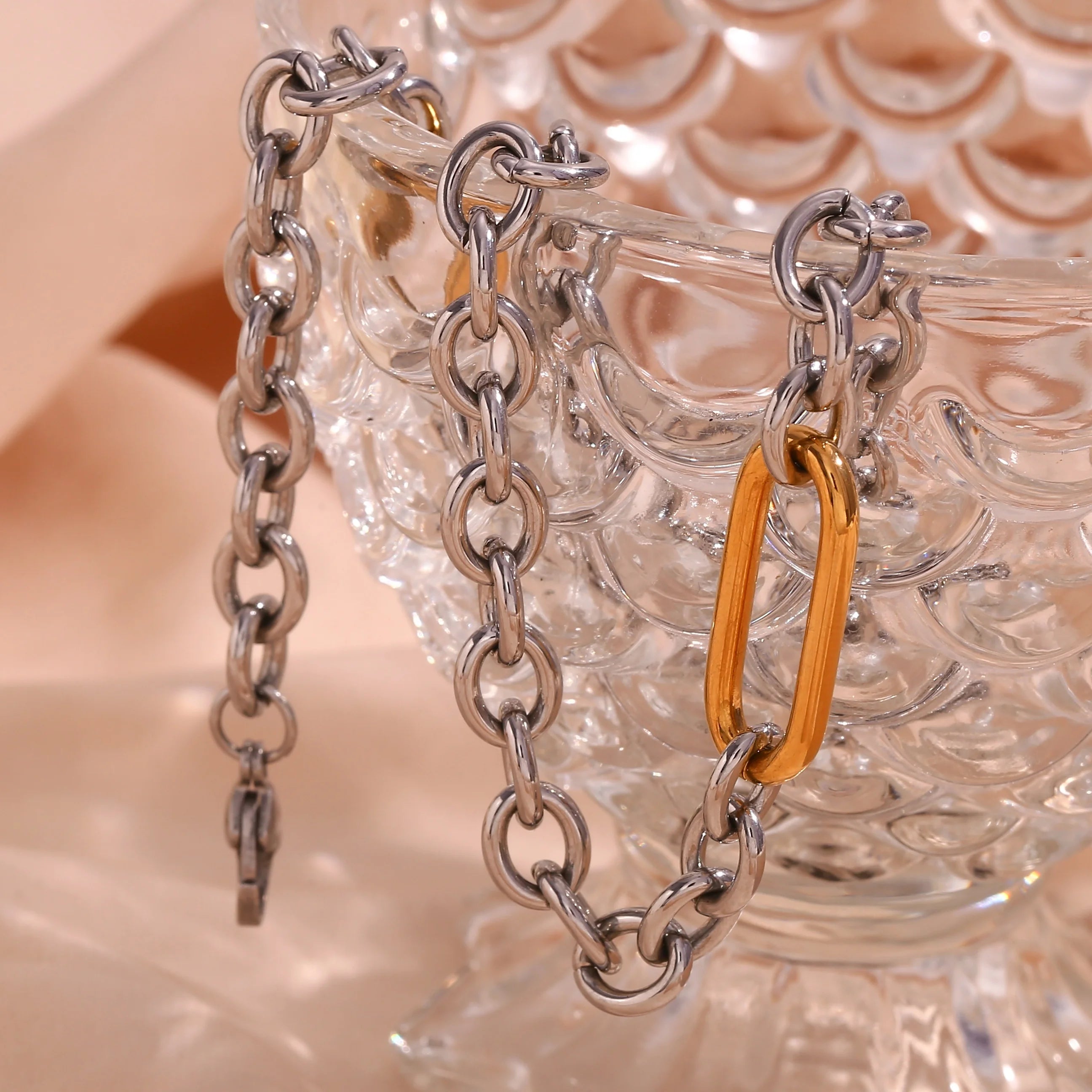 Dreamshow Minimalist Stainless Steel Chain Necklace Waterproof O Chain Choker Tarnish Free Jewelry