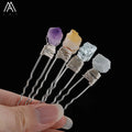 Chunky Natural Stones & Quartz Silver Hair Pins Fashion Party Wedding Jewelry Accessory