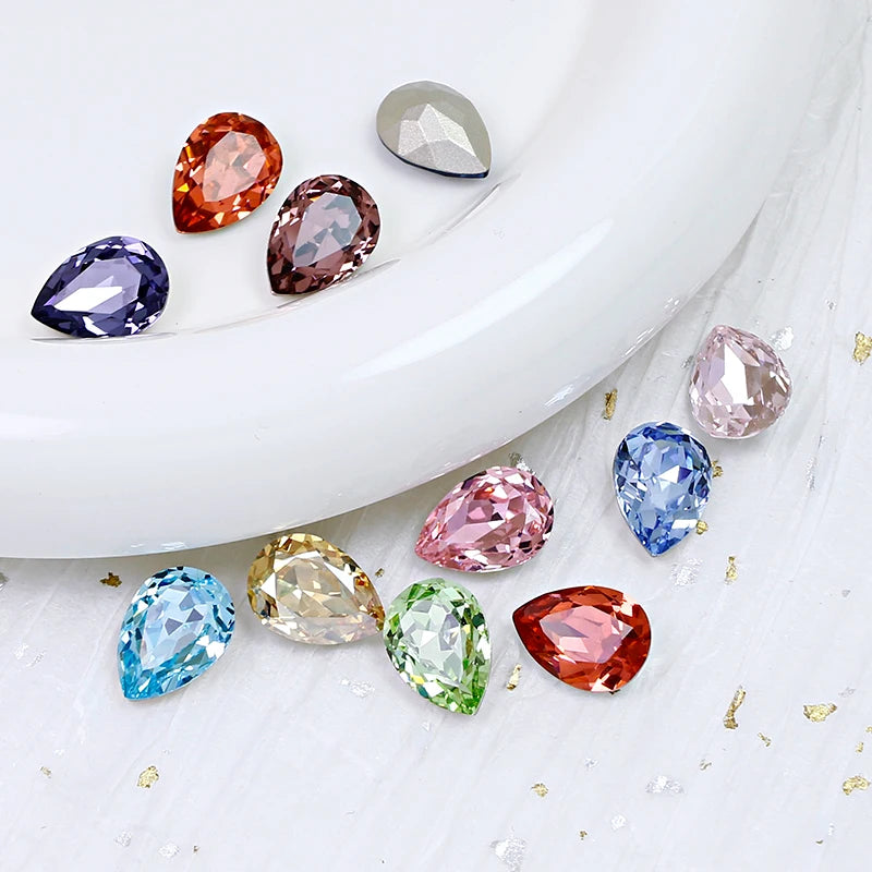 Dongzhou High Quality K9 Fancy Stone Waterdrop Shaped Glass Rhinestone Wholesale 3D Crystal Beads Jewelry Making Diy Accessories