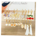 VKME Trend Heart Shell Earrings Butterfly Flower Pearl Earrings for Women Jewelry