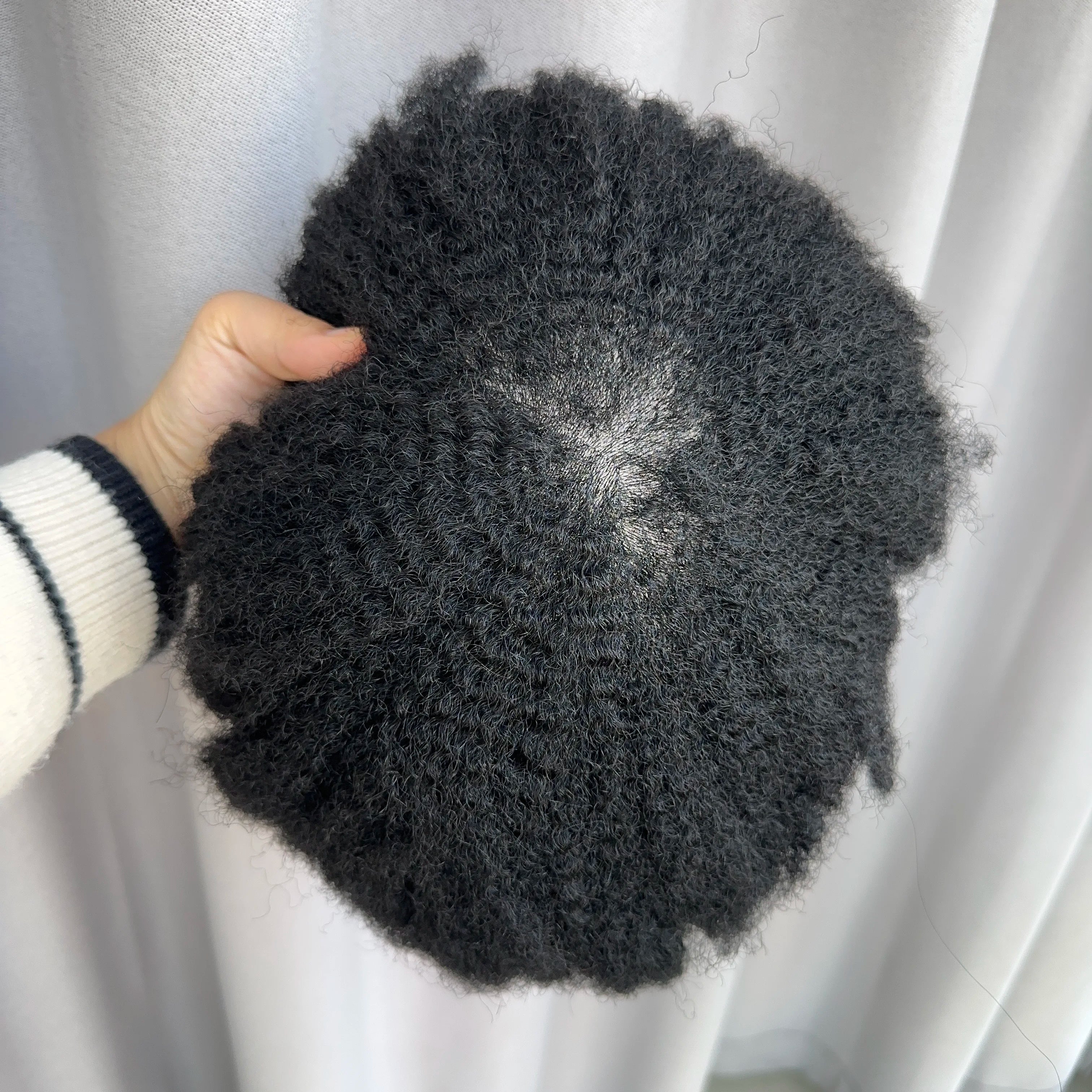 Natural Look 2MM 4MM  6MM Afro Curl Toupee for Black People Good Quality with Custom Density Options