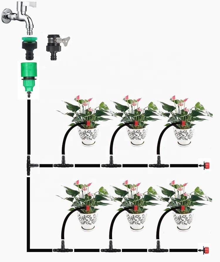 25m DIY Drip Irrigation System Automatic Watering Garden Hose Micro Drip Garden Watering Kits with Adjustable Dripper