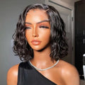 Short Bob Lace Front Human Hair Wigs Black Women 100% Virgin Brazilian Water Wave Glueless Transparent Lace