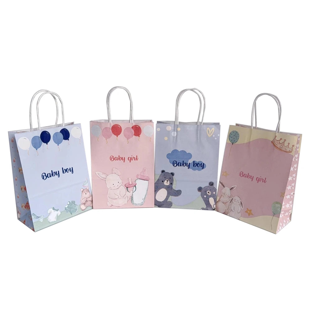 KM Kids Birthday Party Favor Paper Bags Small Cartoon Chocolate Candy Gift Shopping Paper Packaging With Handle for Baby Shower