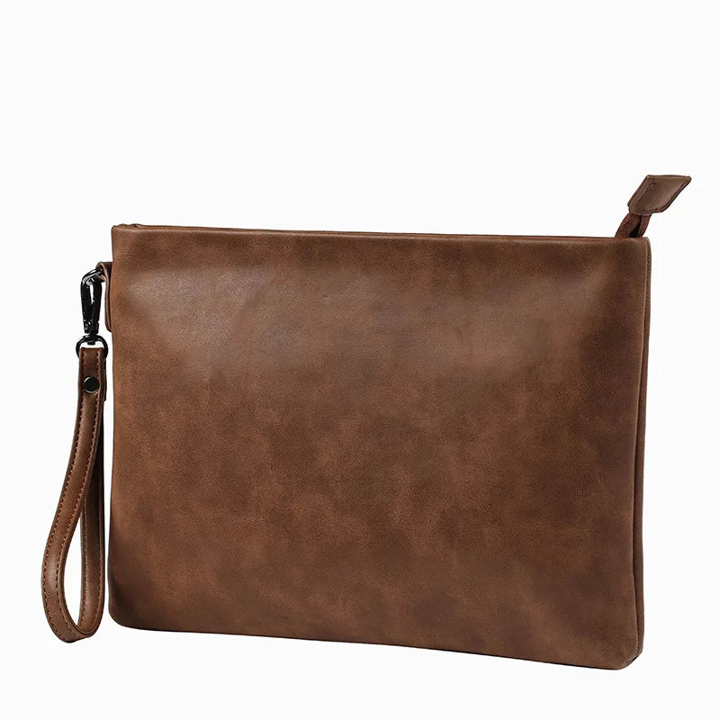 Good Quality Vintage 2026 Popular Plain Custom Wholesale Designer Large  Pu Leather Envelope Clutch Bag Purse for Men