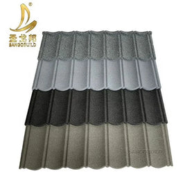 Modern Clay Stone Coated Metal Roof Tiles 0.4mm Black Color Steel Roofing Materials