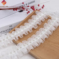White 3D Organza Ruffle Trim Sewing Ribbon Trimming Beads Ruffled Pleated Gauze With Pearls for Dress Diy Sleeve Skirt Doll
