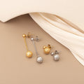 Trendy Hypoallergenic Stainless Steel Jewelry 18k Gold Plated Bead Concave Textured Ball Drop Earrings Women