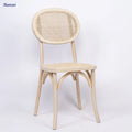 Stackable Hotel Restaurant Event Wedding Chair Rental Solid Tsubaki Wood  Cane  Rattan Dining Chair