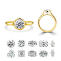 Starsgem 1CT Lab Diamond Bezel Rings DEF VS VVS HPHT CVD Certified 10k 14k 18k Yellow Gold Classic Parties Anniversaries Unisex