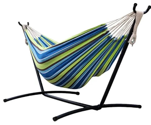 Woqi Portable Hammock with Steel Stand Canvas Camping Hammock Hanging Feature Includes Carrying Bag
