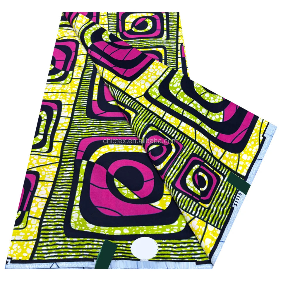 6yards Super African Wax 100% Cotton Double-sided Super Print Wax African Ankara Batik Woven Combed DIY Cloth Dress Shirts Bags