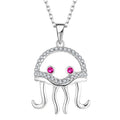 Rhodium Plated Women Ocean Jewelry 925 Sterling Silver Sea Lover Octopus Pendant Necklace