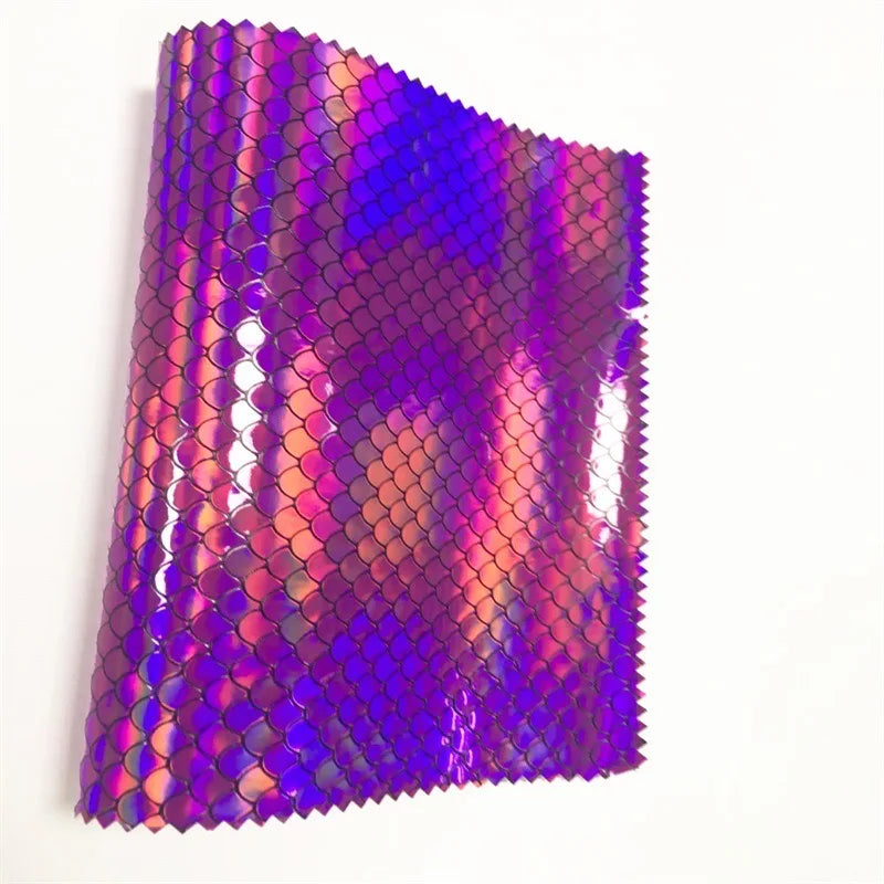Factory Direct Sales New Environmentally Friendly Bright Surface Laser Pu Metallic Laser Shell Pattern Leather Fabric
