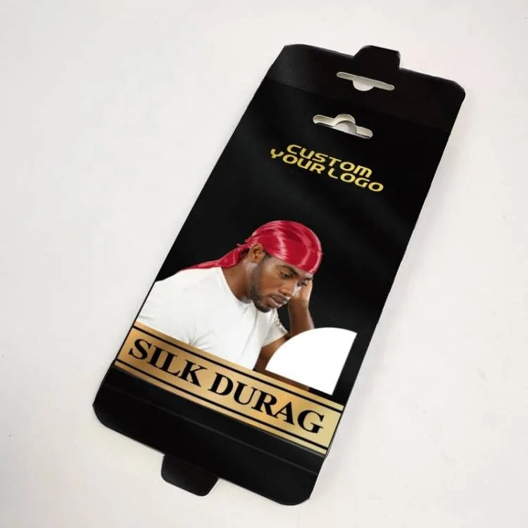 Custom Logo Durag Satin Lined Bonnet Folding Paper Gold Stamping Matt Lamination Embossing Handkerchief Storage Personal Care